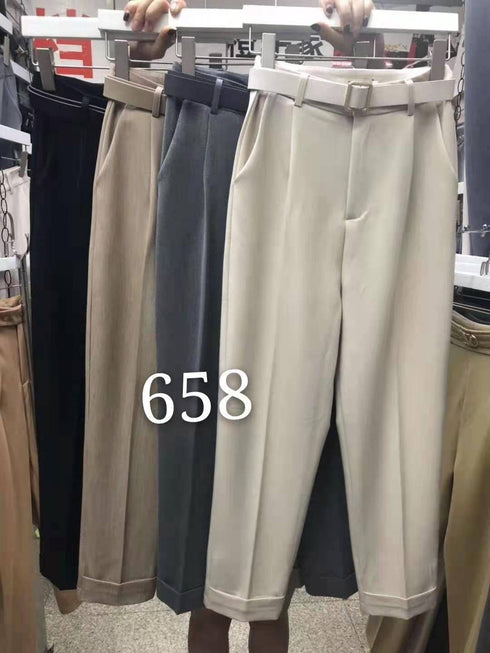 High Waist Loose Casual Trouser With Belt